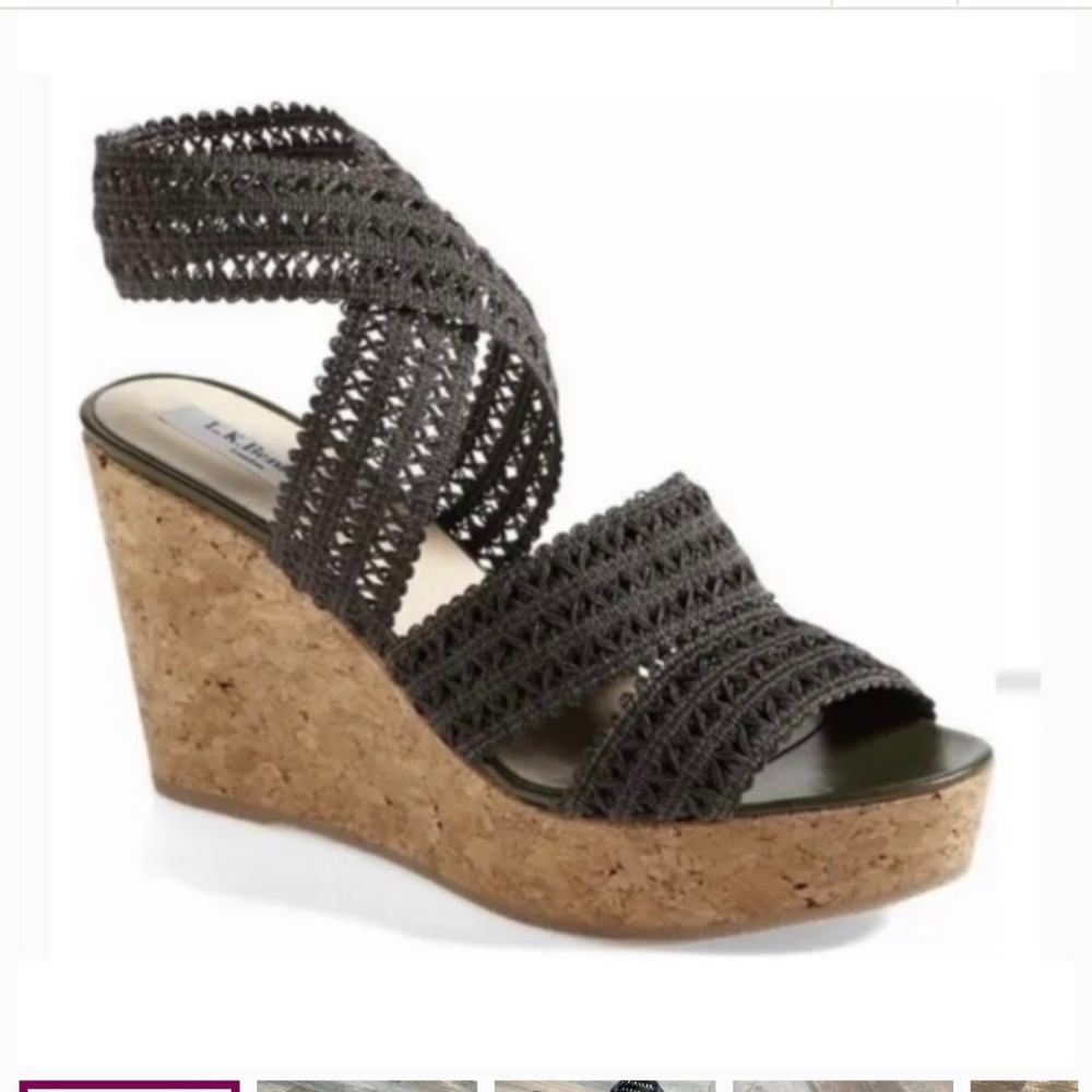 L.K. BENNETT Eimear CORK PLATFORM WEDGE SANDALS SZ 41 EU/10 US